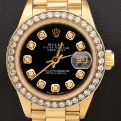 PRESIDENTIAL ROLEX DATEJUST 6917 DIAMOND BEZEL WATCH 26MM BLACK DIAL, 1.25CT