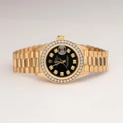 Presidential Rolex Datejust 6917 Diamond Bezel Watch 26mm Black Dial, 1.25ct