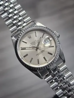 ROLEX DATEJUST OVERHAULED SILVER MEN'S WATCH - 16220 W/ BOX