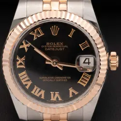 ROLEX DATEJUST 31MM 178271 BLACK ROMAN DIAL JUBILEE STEEL & ROSE GOLD WATCH