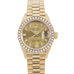 ROLEX DATEJUST BEZEL DIAMOND 10P DIAMOND 69138G CHAMPAGNE GOLD E NUMBER SECO...