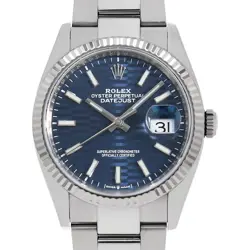 ROLEX DATEJUST 36 126234 BLUE FLUTED MOTIF BAR 3 ROWS OYSTER BRACELET RANDOM...