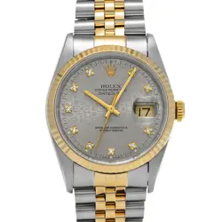 ROLEX DATEJUST 16233G GRAY COMPUTER/DIAMOND WATCH 678593