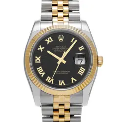 ROLEX DATEJUST 116233 BLACK SUNBEAM WATCH 678595
