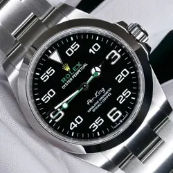 ROLEX AIR KING 40MM BLACK DIAL STAINLESS STEEL MINT COMPLETE SET 126900