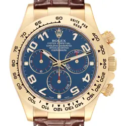 ROLEX COSMOGRAPH DAYTONA YELLOW GOLD BLUE DIAL MENS WATCH 116518 BOX CARD