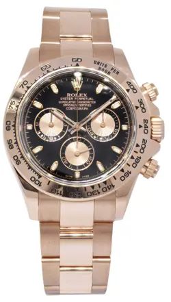 ROLEX DAYTONA CHRONOGRAPH 18K ROSE GOLD BLACK/PINK DIAL WATCH B/P '23 116505