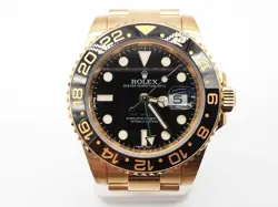 ROLEX 40 GMT MASTER 2 BLACK DIAL 18K YELLOW GOLD OYSTER BAND WATCH DO0125OSXZXDE