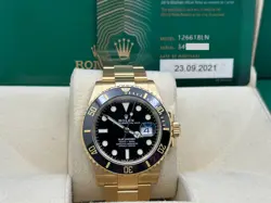 ROLEX SUBMARINER 126618LN BLACK CERAMIC 18K YELLOW GOLD BOX PAPER 41MM