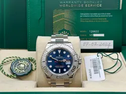 2024 ROLEX YACHT MASTER 126622 BLUE DIAL PLATINUM STAINLESS BOX PAPER 40MM