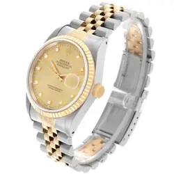 Men's Rolex 36mm DateJust 18K Gold / Steel Watch with Champaigne Diamond Dial.