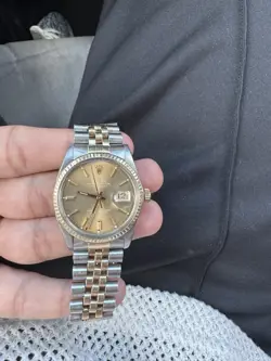 ROLEX DATEJUST MEN'S 36MM TWO TONE CHAMPAGNE DIAL FLUTED JUBILEE BAND 16013