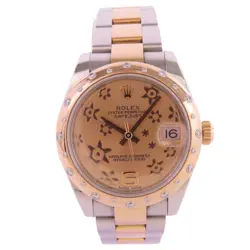 ROLEX DATEJUST 178341PKFLO AUTOMATIC WATCH 18K ROSE GOLD STAINLESS STEEL PINK
