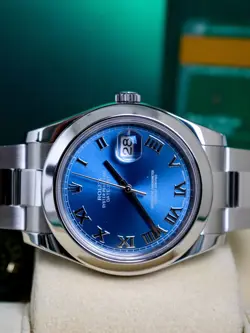 ROLEX DATEJUST II 116300 BLUE ROMAN 2017 FULL SET MINT