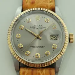 ROLEX 16013 DATEJUST 36MM 18K SS MENS DIAMOND DIAL AUTOMATIC 1980S VINTAGE RA556