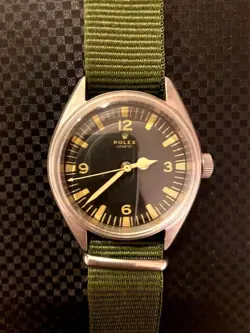 ROLEX GENEVE MILITARY ANTIQUE VINTAGE BLACK DIAL AUTOMATIC WINDING WRISTWATCH
