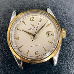 ROLEX OYSTER DATE 6294 32MM VINTAGE GOLD BEZEL MEN'S MANUAL WATCH