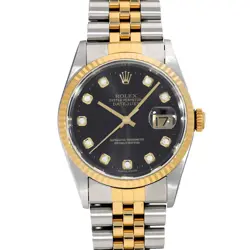 ROLEX DATEJUST 16233G BLACK/DIAMOND WATCH 674890
