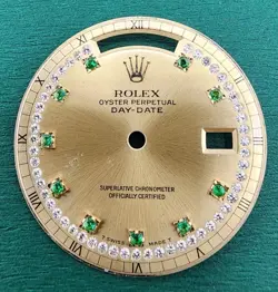 ROLEX FACTORY DAYDATE DIAMOND STRING DIAL WITH EMERALD INDICES