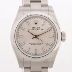 ROLEX OYSTER PERPETUAL 176200 SS SS AT SILVER-FACE 1 EXTRA LINK BOX STAINS