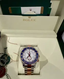 ROLEX YACHT-MASTER II REF. 116681 IN 18K ROSE GOLD & STEEL 44MM WHITE DIAL WATCH