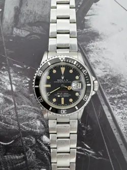 ROLEX VINTAGE SUBMARINER DATE REF.1680 RED LINE 1974 MK5 DIAL OYSTER BRACELET