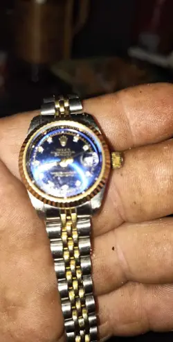 Rolex 16233 Oyster Precision Datejust Blue Black Gold Combie Gold 10P Dia Watch