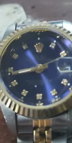 Rolex 16233 Oyster Precision Datejust Blue Black Gold Combie Gold 10P Dia Watch