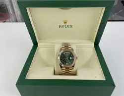 ROLEX DAY-DATE GREEN GOLD WATCH, 41MM