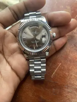 ROLEX DAY-DATE STICK DIAL OYSTER PERPETUAL 32MM STAINLESS STEEL WRISTWATCH