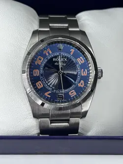 2008 ROLEX AIR-KING BLUE CONCENTRIC 114210