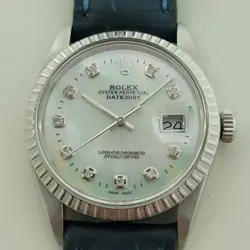 ROLEX OYSTER 16030 DATEJUST 36MM MENS DIAMOND MOP DIAL AUTOMATIC 1980S RA550B
