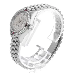 ROLEX DATEJUST BEZEL DIAMOND 10P 4P RUBY 69069G SILVER S 941939
