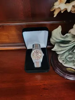 ROLEX DATEJUST MENS 36MM 14K ROSE GOLD/STEEL FULLY ICED OUT ARABIC DIAL WATCH