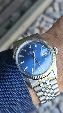 VINTAGE ROLEX DATEJUST 1601 BLUE DIAL MEN'S AUTOMATIC WATCH 1973