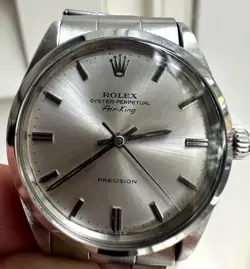 ROLEX AIR KING WATCH OYSTER PERPETUAL 5500 / 1002 AUTOMATIC 34MM STEEL VINTAGE
