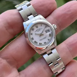1997 STEEL ROLEX 26MM LADY DATEJUST 69160, WHITE ROMAN, OYSTER BAND, BOX BOOKLET