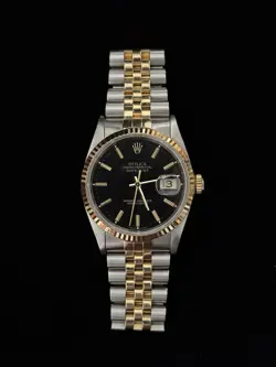 ROLEX MEN'S DATEJUST 16233 WATCH 18K BLACK DIAL