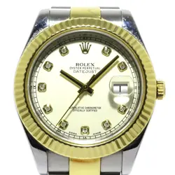 AUTH ROLEX DATEJUST2 116333G M******* CREAM MEN'S WRIST WATCH