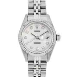 ROLEX DATEJUST 10P DIAMOND 79174G SILVER CARVING COMPUTER Y NUMBER SECOND HA...