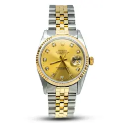 ORIGINAL MEN 36MM ROLEX DATEJUST SS/18K GOLD JUBILEE CHAMPAGNE FACE FLUTED WATCH