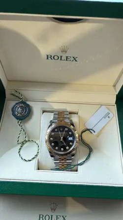 ROLEX MEN'S DATEJUST 41MM STAINLESS STEEL  BLACK DIAL TWO TONE