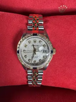 ROLEX LADIES DATEJUST 79173 BLUE DIAL 18K GOLD STEEL DIAMOND SAPPHIRE WATCH 2001