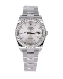 ROLEX DATEJUST 116244 SILVER DIAL WITH FACTORY DIAMOND BEZEL OYSTER BRACELET