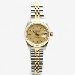 ROLEX DATEJUST 26 WOMEN'S COMBINATION WATCH 69173 CHAMPAGNE GOLD LINED DIAL 1995