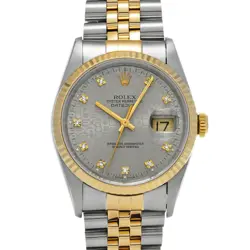 ROLEX DATEJUST 16233G GRAY CASE SIZE 36×36MM MEN'S USED WATCH #735314