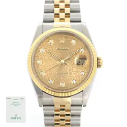 ROLEX DATEJUST Y  16233G  STAINLESS STEEL/YG 10P DIAMOND HORICON  MENS WATCH