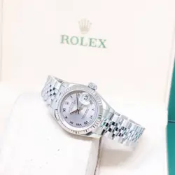 ROLEX 26MM OYSTER PERPETUAL RHODIUM ROMAN DIAL LADY DATEJUST REF: 179174 (2013)