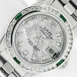 ROLEX LADIES DATEJUST QS WATCH STAINLESS STEEL MOTHER OF PEARL DIAMOND DIAL