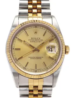 ROLEX DATEJUST 16233 GOLD CASE SIZE 36MM MEN'S USED WATCH #7914714